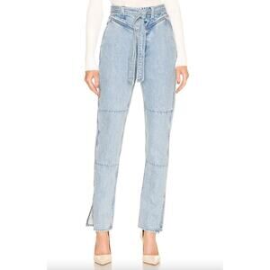 Rag & Bone Mia Yoke 100% Cotton Light Wash Paper Bag Waist Jeans • Size 24